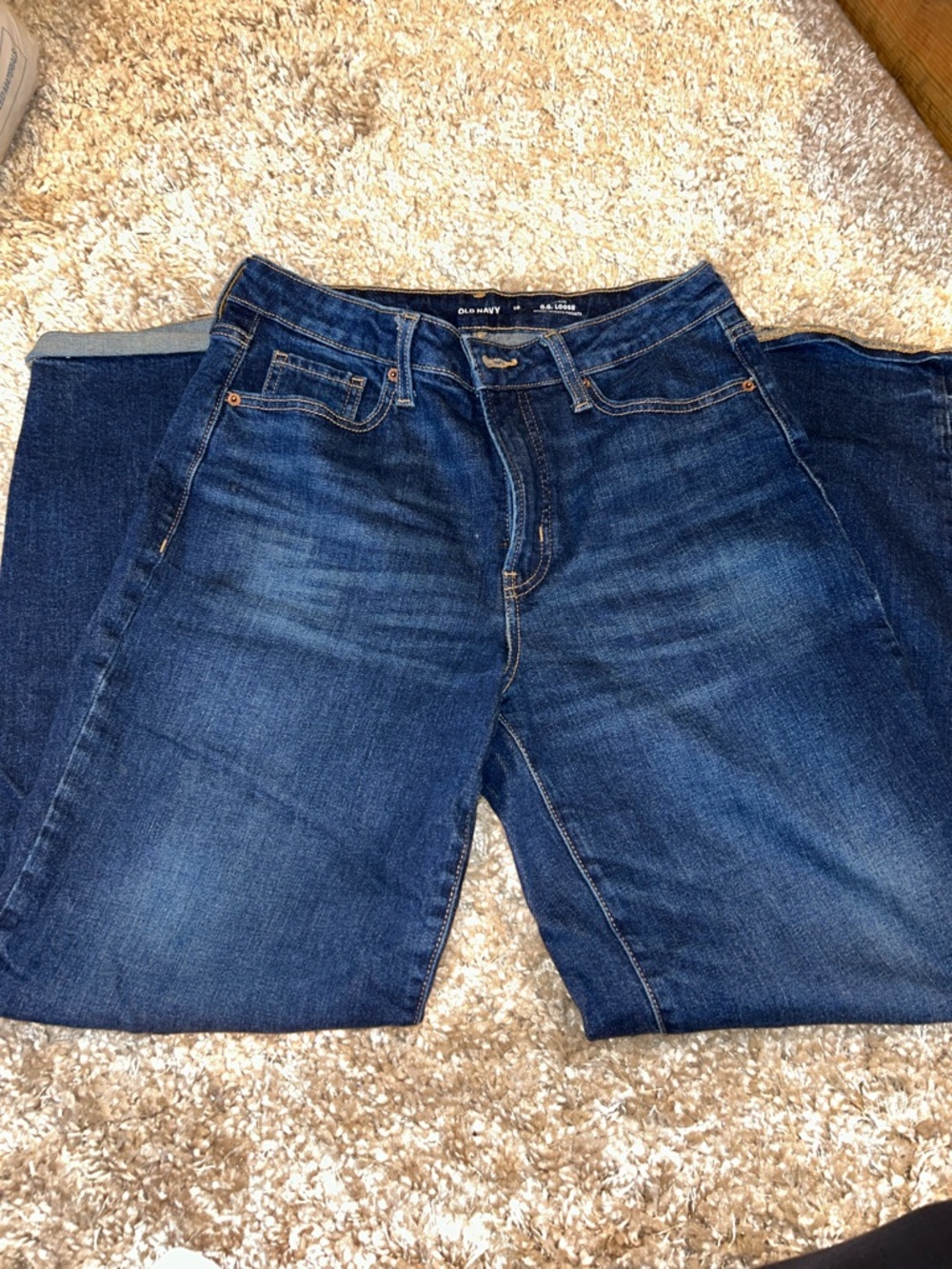 Old Navy Women's Dark Blue High-Rise Straight Jeans